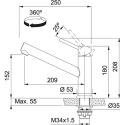 Franke Orbit Bateria Kuchenna stała wylewka Stal szlachetna 115.0569.290