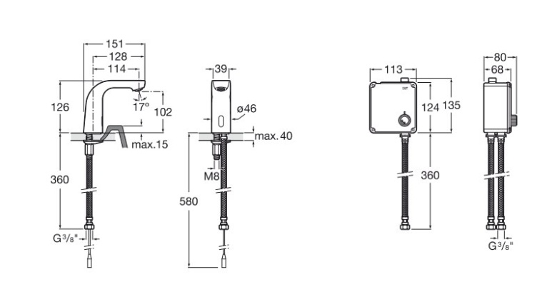 ROCA L20 BATERIA UMYWALKOWA ELEKTRONICZNA Z