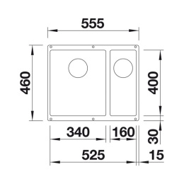 BLANCO ZLEWOZMYWAK LEWY SUBLINE 340/160-U 523557