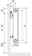 Purmo Ramo Compact Grzejnik Płytowy RC11 500x3000