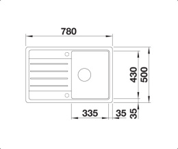 BLANCO LEGRA 45 S zlew nablatowy z korkiem manualnym Antracyt 522201