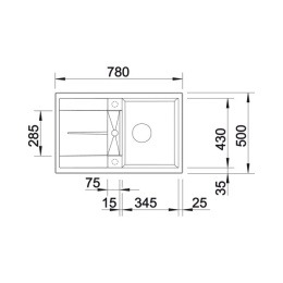 BLANCO METRA 45 S zlew nablatowy z korkiem manualnym Kawowy 515039