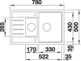 BLANCO LEGRA 6 S Compact zlew nablatowy z korkiem manualnym Biały 521304