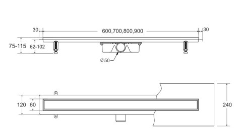 Besco Virgo Black Odłpyw Liniowy 80cm OL-80-VBL
