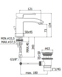 Paffoni Level Bateria Umywalkowa Pionowa (z korkiem click clack) Chrom LES071KCR