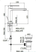 Paffoni Tango bateria umywalkowa z korkiem chrom TA071KCR