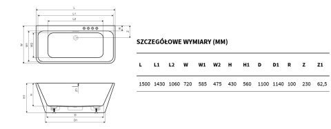 Excellent Lila 2.0 Wanna wolnostojąca przyścienna WAEX.LIL2.150.WHP