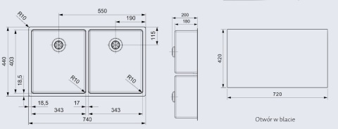 Reginox New York 34x40+34x40 zlewozmywak stalowy R28223