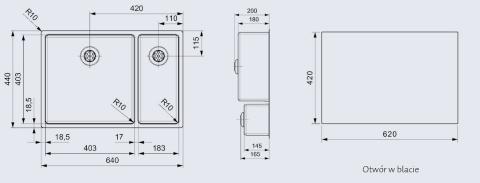  Reginox New York 40x40 + 18x40 zlewozmywak stalowy R27813