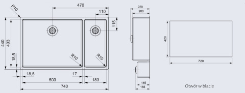  Reginox New York 50x40+18x40 zlewozmywak stalowy R27837