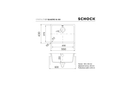 SCHOCK QUADRO N-100 CRISTALITE+ Zlewozmywak Granitowy 55x43cm Kolor Onyx