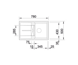 BLANCO METRA 45 S Zlewozmywak Granitowy Silgranit PuraDur 78x50 Czarny odwracalny 525915