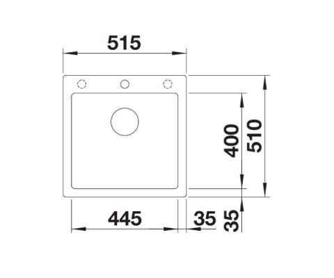 BLANCO PLEON 5 Silgranit PuraDur Zlewozmywak Granitowy Czarny 51,5x51 InFino 525951