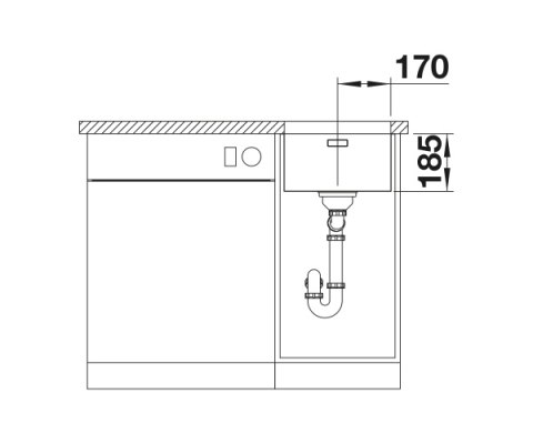 BLANCO SOLIS 340-U Komora podwieszana 44x38 Stal szczotkowana, InFino 526115