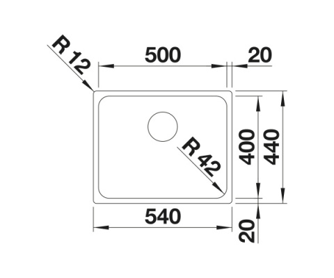 BLANCO SOLIS 500-U Komora podwieszana Stal szczotkowana 54x44 InFino 526122