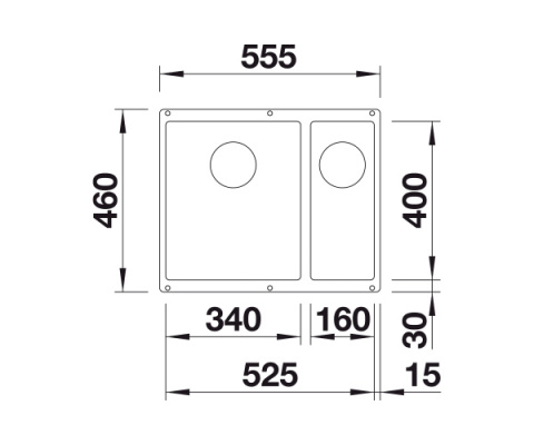 BLANCO SUBLINE 340/160-U Zlewozmywak Granitowy 55,5x46 PuraDur Czarny, prawa, InFino 525986