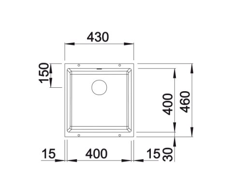 BLANCO SUBLINE 400-U Silgranit Zlewozmywak Granitowy PuraDur Czarny 46x43 InFino 525990