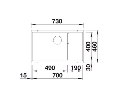 BLANCO SUBLINE 700-U Level Zlewozmywak Granitowy Czarny 73x46 InFino 526004