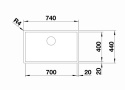 BLANCO ZEROX 700-U Komora podwieszana 74x44 Stal Dark Steel, InFino 526244