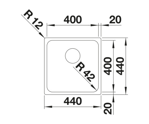 Blanco Solis 400-IF 44x44 zlewozmywak stal szczotkowana 526118