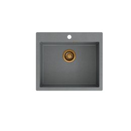 Quadron MORGAN 110 GraniteQ Zlewozmywak Granitowy 57x50cm silver stone/elementy miedziane HB8304U5-C1_P2O