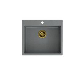 Quadron MORGAN 110 GraniteQ Zlewozmywak Granitowy 57x50cm silver stone/elementy złote HB8304U5-G1_P2O