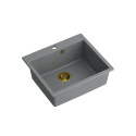 Quadron MORGAN 110 GraniteQ Zlewozmywak Granitowy 57x50cm silver stone/elementy złote HB8304U5-G1_P2O