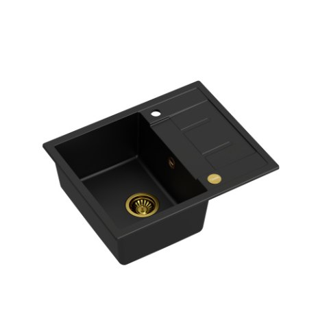 Quadron MORGAN 116 GraniteQ Zlew Granitowy 62x50cm pure carbon/elementy złote HB8210U7-G1_P2O