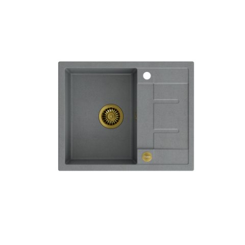 Quadron MORGAN 116 GraniteQ Zlew Granitowy 62x50cm silver stone/elementy złote HB8210U5-G1_P2O