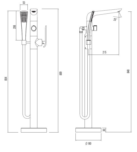 Art Platino Emira Bateria wannowa podłogowa chrom/biały EMI-BWP.090BC