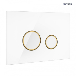 Oltens Lule przycisk spłukujący do WC szklany biały/złoty mat/biały 57203000
