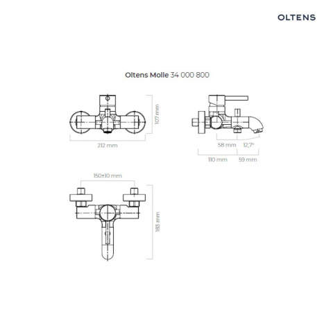 Z kodem LATO -7% !!! Oltens Molle bateria wannowo-prysznicowa ścienna złota 34000800