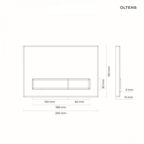 Z kodem LATO -7% !!! Oltens Torne przycisk spłukujący do WC czarny mat/złoty mat/czarny mat 57105300