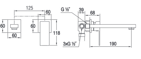 Blue Water Toronto Bateria umywalkowa podtynkowa chrom TOR-BPU.110C