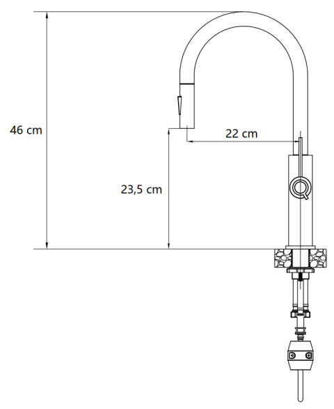 Quadron JENNIFER Bateria Zlewozmywakowa Q LINE SLIM SteelQ pure carbon/Nano PVD złoty 3623510_BLMPVDG1