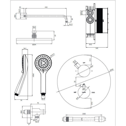 OMNIRES Y TERMOSTATYCZNY SYSTEM PRYSZNICOWY PODTYNKOWY Y CHROM SYSYT05CR