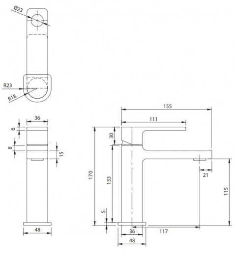 Omnires Baretti Bateria umywalkowa czarny mat BA7810BL