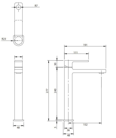 Omnires Baretti Bateria umywalkowa wysoka chrom BA7812CR