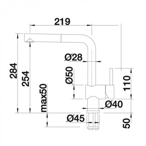 BLANCO Bateria LINUS-S chrom, dżwignia z lewej strony 514016