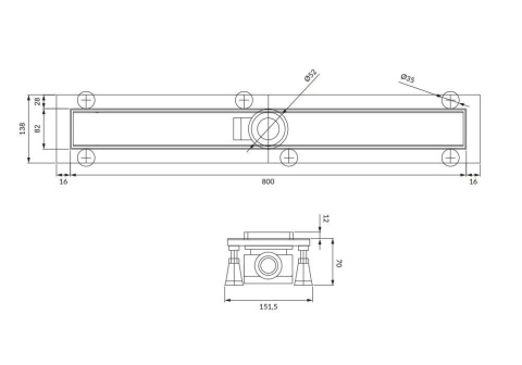 Omnires Lowfix Odpływ liniowy 80 cm do wklejenia płytki czarny LOWFIX80TBL