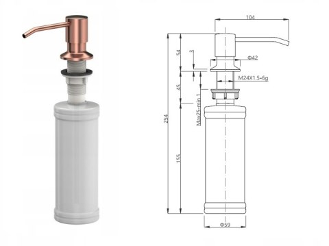 QUADRON ZLEWOZMYWAK GRANITOWY 1kom. 51*51*20 CM MORGAN 210 STEINGRAN ART GOLD ZE ZŁOTYM ODPŁYWEM Z BATERIĄ NAOMI I DOZOWNIKIEM