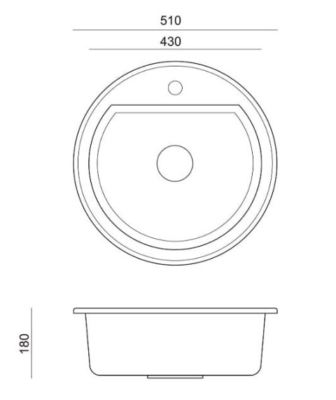 Quadron ZLEWOZMYWAK GRANITOWY JEDNOKOMOROWY 51*51*18 CM CUBA 210 SZARY ZE STALOWYM ODPŁYWEM HCQC5151SZK