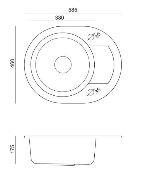 Quadron ZLEWOZMYWAK GRANITOWY JEDNOKOMOROWY 58,5*46*17,5 CM Z OCIEKACZEM CUBA 216 BEŻOWY ZE STALOWYM ODPŁYWEM HCQC5846BEZK