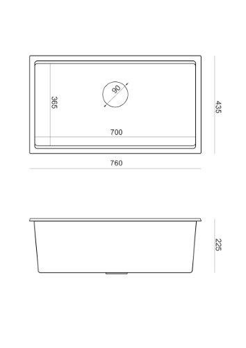 Quadron Zlewozmywak 1-komorowy podwieszany Clark 760 Alabaster/Złoty BM7643221U-WH-PVDG1