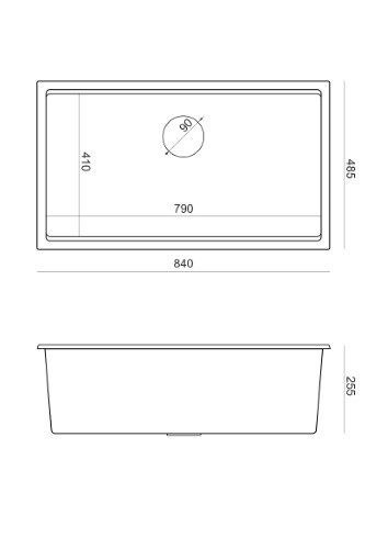 Quadron Zlewozmywak 1-komorowy podwieszany Clark 840 Onyx/Miedź BM3319101U-BL-PVDC1
