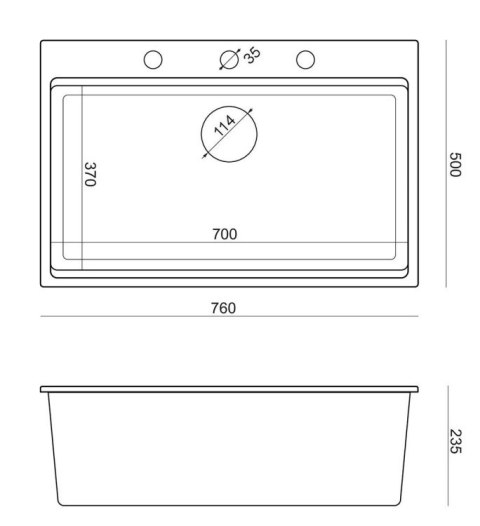 Quadron Zlewozmywak granitowy MARC 1-komorowy 76x50 cm czarny/black diamond + Nano MIEDŹ PVD HQM7650U8_PVDC1