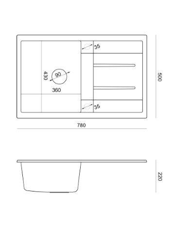 Quadron Zlewozmywak granitowy Morgan 111 780 x 500 x 200 mm Pure carbon ze złotym odpływem HB8203U7-G1_P2O