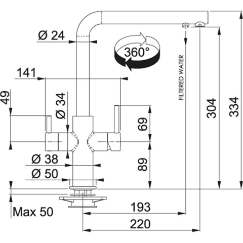  FRANKE studio Bateria kuchenna NEPTUNE Style Clear Water, onyx/chrom 115.0370.694