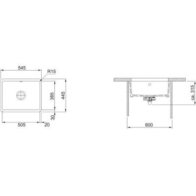  Franke STUDIO Kubus KBK 110-50 zlewozmywak ceramiczny 50,5x38,5 cm Fraceram biały polarny 126.0380.001