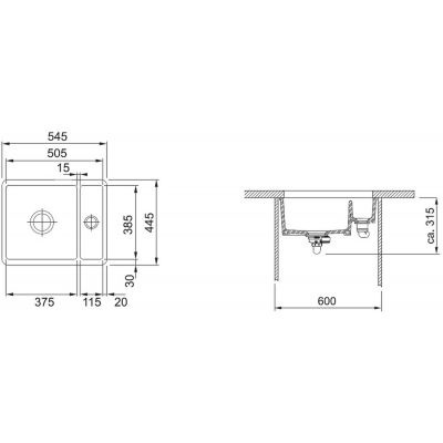  Franke STUDIO Kubus KBK 160 zlewozmywak ceramiczny 50,5x38,5 cm Fraceram biały polarny 126.0380.009